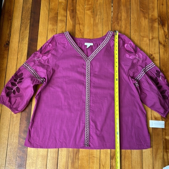 NWT Charter Club Cotton Embroidered Bubble-Sleeve Top size XL - Picture 6 of 16